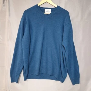 Marks & Spencer Mens Extra Fine Lambs Wool Jumper Size 4XL Blue V-Neck - Picture 1 of 8