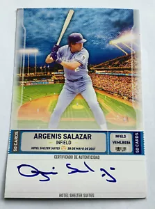 Tarjeta postal autógrafa de Argenis Angel Salazar rara certificada Kansas City Royals - Imagen 1 de 3