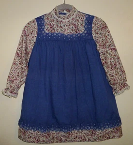 Vintage Prärie Kleid blau Gr. 8 kleines Mädchen Kinder geblümt Ruth of Carolina - Bild 1 von 9