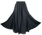 BeautyBatik Black Women Cotton BOHO Gypsy Long Maxi Godet Flare Skirt 1X 2X