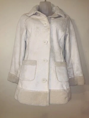 Girls Justice Beige & Gold Fur Jacket Coat Size 12 - Image 1 of 4