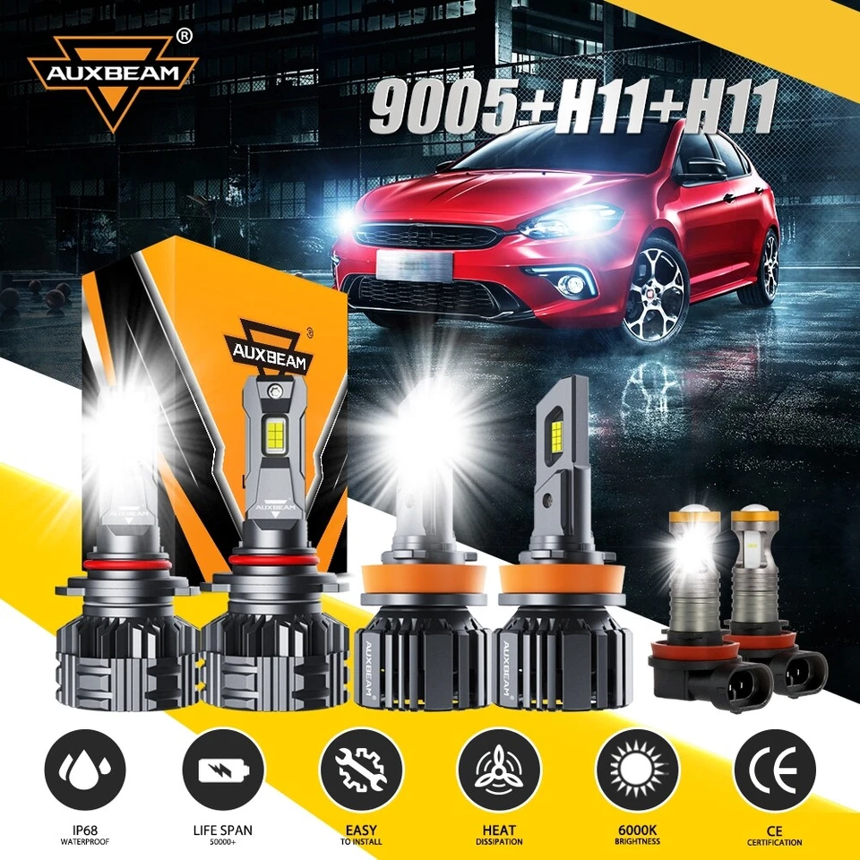 For Toyota Highlander 2011-2019 -6x LED Headlight Bulbs Kit High Low+Fog Light - Image 1 of 4