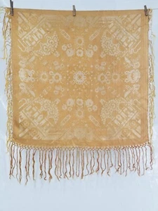 Mantón de piano satinado de seda WWll Taj Mahal años 40 bufanda 80x80 cm de colección - Imagen 1 de 20