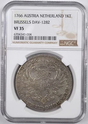1766 AUSTRIA NETHERLAND BRUSSELS DAV-1282 1KT NGC VF 35 - Image 1 of 2