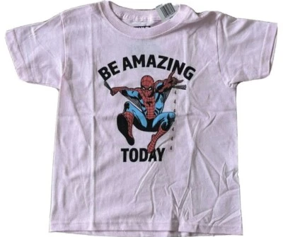 Spiderman - Be Amazing Today - Camiseta Marvel nova em folha para meninas tamanho 4 nova com etiquetas - Imagem 1 de 4