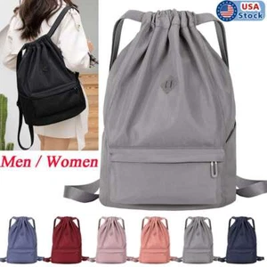 Drawstring Bag Sling Backpack Heavy Duty Gym School Day Waterproof Pouch Nylon - Picture 1 of 21