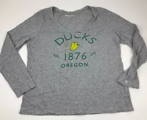 Oregon Ducks Shirt Womens Size Extra Large Gray Tee Long Sleeve Adult Champion - Picture 1 of 8