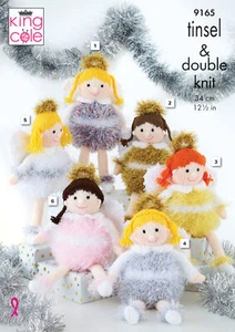 Knitting Pattern Little Angels Christmas Decor Toy King Cole Tinsel & DK 9165 - Picture 1 of 4