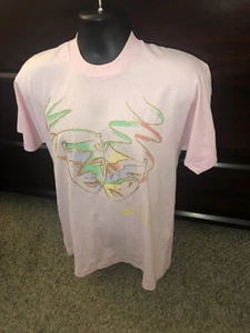 Vintage 90's Screen Stars Best Pink Shirt Las Vegas Drama Masks Unisex Sz Large - Picture 1 of 8