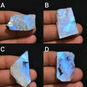 100% Natural Rare Blue Rainbow Moonstone Rough Loose Gemstone For Making Jewelry - Picture 1 of 13