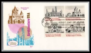US FDC # 1838-1841 15c American Architecture Block CCCachets 1980, 9p2053 - Picture 1 of 1