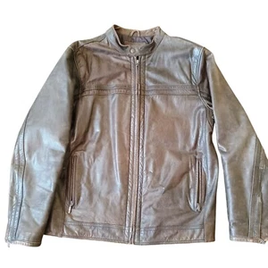 Merona Lederjacke Herren Gr. M braun butterweich gefüttert Taschen Hipster Biker - Bild 1 von 11
