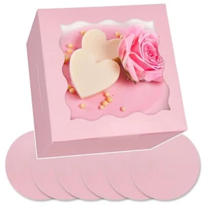36pcs 6x6x5 Inches Cake Boxes with Window 18-Packs Pink Cake Boxes 6 Inch Bak... - Picture 1 of 7