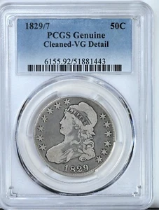 1829/7 Half Dollar Capped Bust Cleaned VG Detail PCGS Graded Silver Coin - Picture 1 of 2