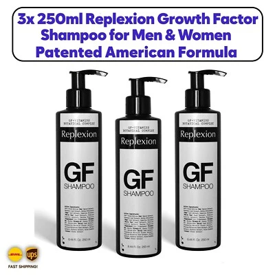 3x250ml Replexion Growth Factor Anti Hair Loss Shampoo After Transplant Boost