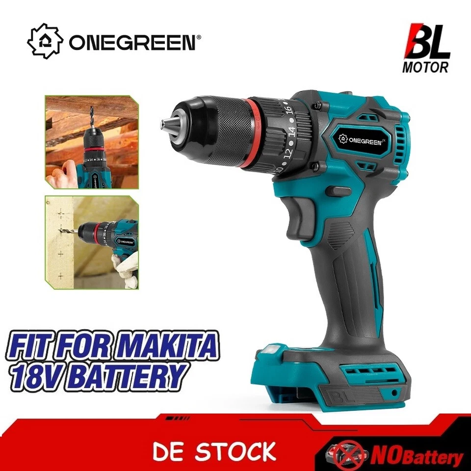 ONEGREEN Akkuschrauber Schlagbohrschrauber Bohrmaschine Bürstenlos Für Makita Akku 18V