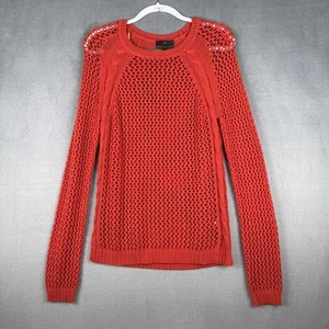 Fenn Wright Manson Womens Red Crochet Look Sweater Size Large Boho Sexy Festival - Picture 1 of 7