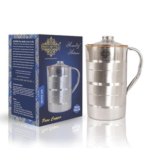 Steel Copper Luxury Jug Pitcher Serving Water Beneficial For Health 1500 Ml - Picture 1 of 6
