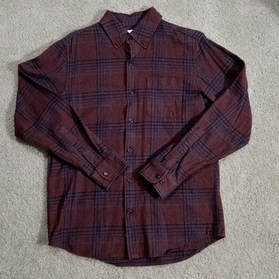 Lands End Blake Shelton Men's Flannel Casual Button Down Medium Burgundy Navy - Image 1 of 4