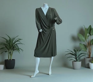 Nuevo Vestido Negro Etiqueta Evan Picono Imitación Envolvente Talla 18 Fiestas de Navidad Cazador Verde - Imagen 1 de 11