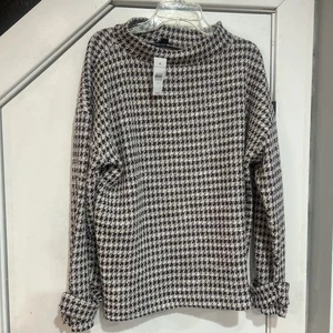 Ann Taylor Herringbone Long Sleeve Mock Turtle Neck Shirt/sweater Size med. NEW - Picture 1 of 9