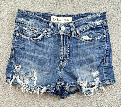 Pantalones Cortos BKE Stella Mujer 28 Azul Denim 2" Entrepierna Envejecido Y2K Foto 1 de 4