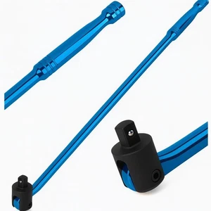 Barra Interruptor 600mm 1/2" Zócalo Unidad Cuadrada Potencia Flexi Nudillo Azul Cromo 24" Largo  - Imagen 1 de 6