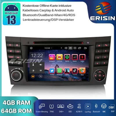 64GB Android 13 Autoradio GPS CarPlay Canbus DVD Mercedes E/CLS Klasse W211 W219 - Bild 1 von 4