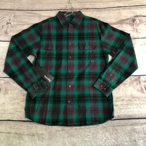 Camisa Fourstar Clothing Para Hombre M Verde A Cuadros Manga Larga Abotonada Franela Patinador - Imagen 1 de 14