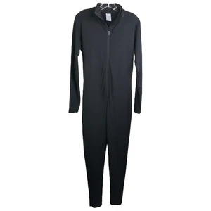 Nils Bodysuit Womens M Black Long Sleeves Mock Turtle Neck Skiwear Front Zip - Picture 1 of 8