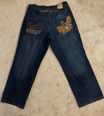 Y2K Barefox Baggy Jeans Dragon Embroidery JNCO Style Size 38 RARE - Image 1 of 4