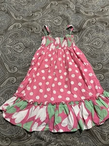Hanna Andersson Girls 5 Pink Polka And Spaghetti Strap Dress Hearts - Picture 1 of 3