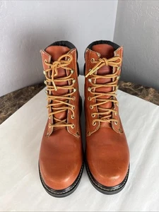 Texas Steer Work Boots Made In Korea Mens 8.5 (fit 10) Lace Up Leather Vintage - Picture 1 of 11