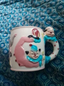 Vintage Childrens Ceramic Clown Mug Nice Preowned Condition - Picture 1 of 7