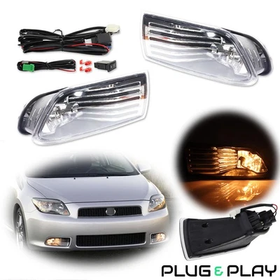 Fog Lights for 2005-2010 Scion tC Clear Lens Replace Factory Lamps Wires Set - Image 1 of 4