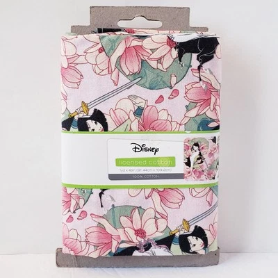 Disney Princess Mulan Floral Cotton Quilt Fabric Lightweight 43"x 1 yd - Image 1 of 4