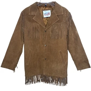 Excelled Suede Leather Jacket Womens Large Fringe Western Y2K Cowgirl Amazing - Picture 1 of 13