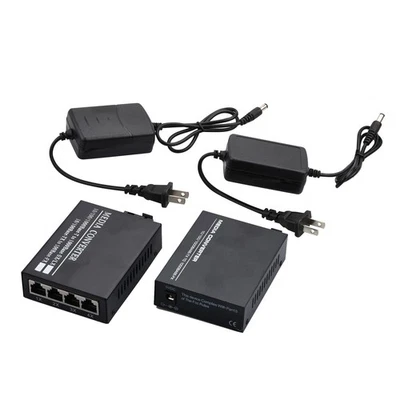 10/100/1000M Ethernet to Fiber Optic Media Converter 4 RJ45 & 1 SC fiber Port e - Image 1 of 4