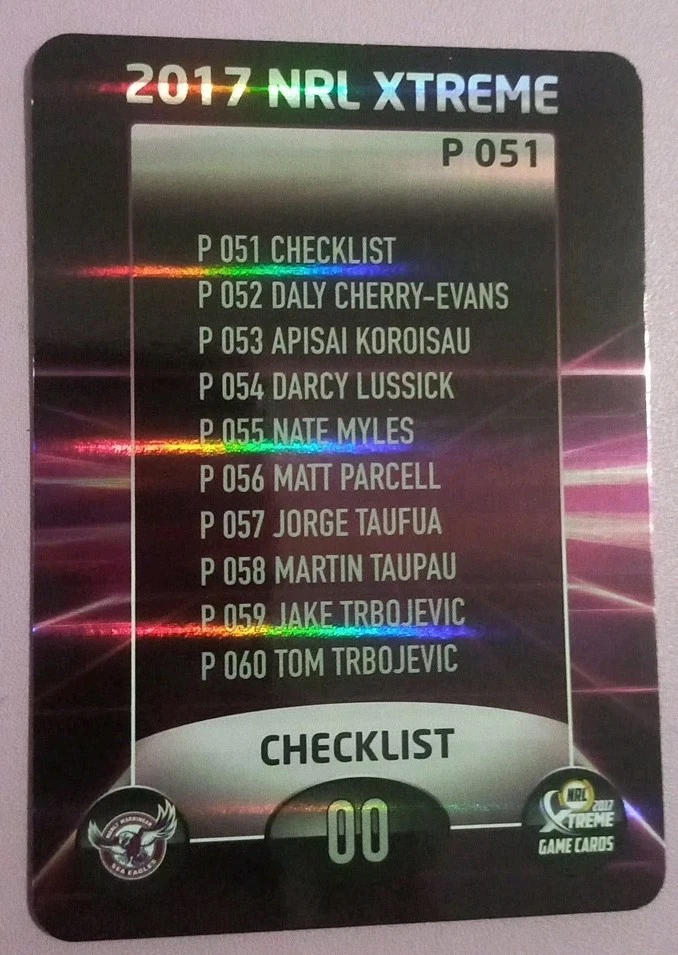 2017 Nrl Xtreme Parallel Card Manly Warringah Sea Eagles Checklist #51 - image 1 of 1