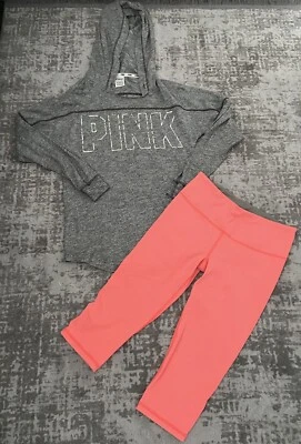 Victoria Secret Rosa Conjunto Sudadera Y Capri Foto 1 de 4