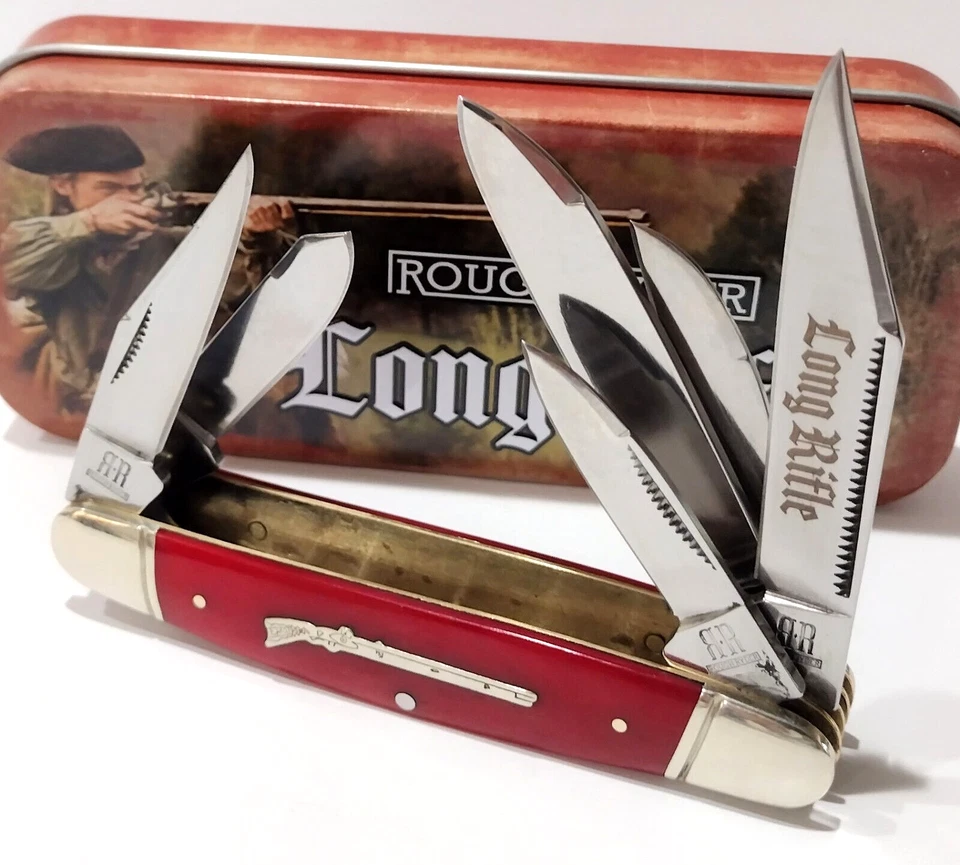 Rough Rider Red Bone Handle 6 Blade Stockman Camping Folding Pocket Knife EDC - Image 1 of 4