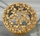 Stylebuilt Heavy Glass Footed Powder Jar Hollywood Regency Ormolu Gold Gilt