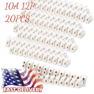 20pcs 380V 10A Dual Row 12 Positions Screw Terminal Electric Barrier Strip Block - Image 1 of 4