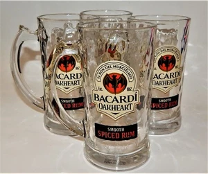 4 Bacardi Oakheart Smooth Spiced Rum Glass 14oz Mugs new with stickers USA - Picture 1 of 12