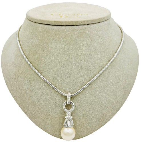 Collana vintage CHRISTIAN DIOR grandi perle artificiali cristallo gioielli 46 cm. + scatola Dior.