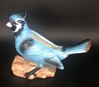 Vintage Relpo Planter Blue Jay On A Log Figurine  6.25" x 8"