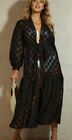 Black Maxi tiered Beach Kimono/Cover up /dress  over shirt tie front size L BNWT