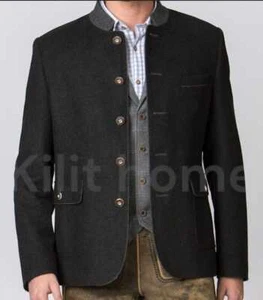 Men’s Charcoal grey Tyrol Loden trachyte German Bavarian Octoberfest Jacket. - Picture 1 of 3