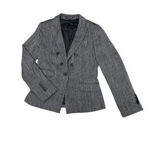 Express Blazer 2 grau Stretch Tweed Doppelknopf edel Business Wear Jacke - Bild 1 von 5