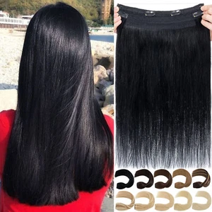 Russian Thick Wire In Remy Human Hair Extensions Hidden Headband One Piece Clips - Picture 1 of 33